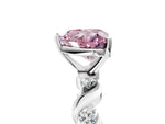 Fancy Pink Heart Cut Diamond Solitaire Ring in Platinum with Twisted Ribbon Band and Round Accents_5