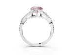 Fancy Pink Heart Cut Diamond Solitaire Ring in Silver with Interwoven Pavé Band and Prong Setting_9