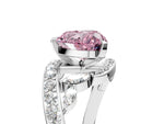 Fancy Pink Heart Cut Diamond Solitaire Ring in Silver with Pavé Twist Band and Prong Setting_11