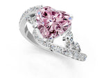 Fancy Pink Heart Cut Diamond Solitaire Ring in Silver with Pavé Twist Band and Prong Setting_7