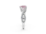 Fancy Pink Heart Cut Diamond Solitaire Ring in White gold with Interwoven Pavé Band and Prong Setting_2