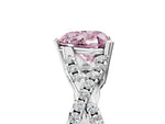 Fancy Pink Heart Cut Diamond Solitaire Ring in White gold with Interwoven Pavé Band and Prong Setting_5