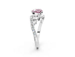Fancy Pink Heart Cut Diamond Solitaire Ring in White gold with Pavé Twist Band and Prong Setting_2
