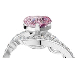 Fancy Pink Heart Cut Diamond Solitaire Ring in White gold with Pavé Twist Band and Prong Setting_4
