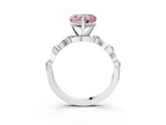 Fancy Pink Heart Cut Diamond Solitaire Ring in White gold with Twisted Ribbon Band and Round Accents_3