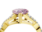 Fancy Pink Heart Cut Diamond Solitaire Ring in Yellow gold with Interwoven Pavé Band and Prong Setting_4
