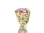 Fancy Pink Heart Cut Diamond Solitaire Ring in Yellow gold with Interwoven Pavé Band and Prong Setting_5