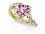 Fancy Pink Heart Cut Diamond Solitaire Ring in Yellow gold with Pavé Twist Band and Prong Setting_1