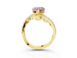 Fancy Pink Heart Cut Diamond Solitaire Ring in Yellow gold with Pavé Twist Band and Prong Setting_3
