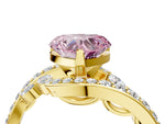 Fancy Pink Heart Cut Diamond Solitaire Ring in Yellow gold with Pavé Twist Band and Prong Setting_4