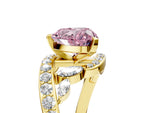 Fancy Pink Heart Cut Diamond Solitaire Ring in Yellow gold with Pavé Twist Band and Prong Setting_5