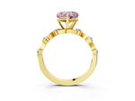 Fancy Pink Heart Cut Diamond Solitaire Ring in Yellow gold with Twisted Ribbon Band and Round Accents_3