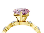 Fancy Pink Heart Cut Diamond Solitaire Ring in Yellow gold with Twisted Ribbon Band and Round Accents_4