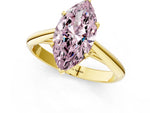 Fancy Pink Marquise Cut Diamond Cathedral Solitaire Engagement Ring in Yellow gold with Prong Setting_1