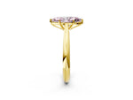 Fancy Pink Marquise Cut Diamond Cathedral Solitaire Engagement Ring in Yellow gold with Prong Setting_2