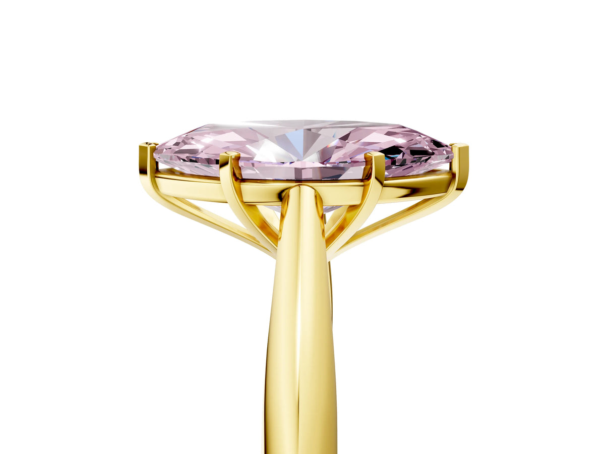 Fancy Pink Marquise Cut Diamond Cathedral Solitaire Engagement Ring in Yellow gold with Prong Setting_5