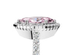 Fancy Pink Marquise Cut Diamond Halo Engagement Ring in White gold with Milgrain Detail and Pavé Band_5