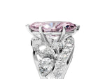 Fancy Pink Marquise Cut Diamond Halo Ring in Platinum with Marquise and Pavé Band in Prong Setting_11