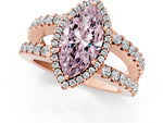 Fancy Pink Marquise Cut Diamond Halo Ring in Rose gold with Split Shank Band and Prong Setting_1