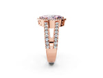 Fancy Pink Marquise Cut Diamond Halo Ring in Rose gold with Split Shank Band and Prong Setting_2