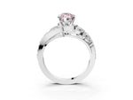 Fancy Pink Marquise Cut Diamond Halo Ring in Silver with Marquise and Pavé Band in Prong Setting_9