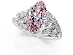 Fancy Pink Marquise Cut Diamond Halo Ring in White gold with Marquise and Pavé Band in Prong Setting_1