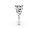 Fancy Pink Marquise Cut Diamond Halo Ring in White gold with Marquise and Pavé Band in Prong Setting_2