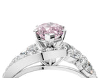 Fancy Pink Marquise Cut Diamond Halo Ring in White gold with Marquise and Pavé Band in Prong Setting_4