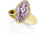 Fancy Pink Marquise Cut Diamond Halo Ring in Yellow gold with Cathedral Band and Prong Setting_1