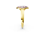 Fancy Pink Marquise Cut Diamond Halo Ring in Yellow gold with Cathedral Band and Prong Setting_2