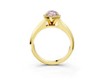 Fancy Pink Marquise Cut Diamond Halo Ring in Yellow gold with Cathedral Band and Prong Setting_3