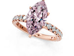 Fancy Pink Marquise Cut Diamond Pavé Solitaire Ring in Rose gold with Round Pavé Band and Prong Setting_1