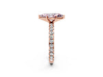 Fancy Pink Marquise Cut Diamond Pavé Solitaire Ring in Rose gold with Round Pavé Band and Prong Setting_2