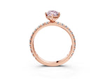 Fancy Pink Marquise Cut Diamond Pavé Solitaire Ring in Rose gold with Round Pavé Band and Prong Setting_3