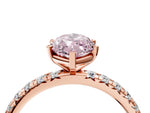 Fancy Pink Marquise Cut Diamond Pavé Solitaire Ring in Rose gold with Round Pavé Band and Prong Setting_4