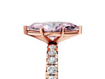 Fancy Pink Marquise Cut Diamond Pavé Solitaire Ring in Rose gold with Round Pavé Band and Prong Setting_5