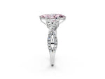 Fancy Pink Marquise Cut Diamond Solitaire Ring in Platinum with Interwoven Pavé Band and Prong Setting_8