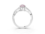 Fancy Pink Marquise Cut Diamond Solitaire Ring in Platinum with Interwoven Pavé Band and Prong Setting_9