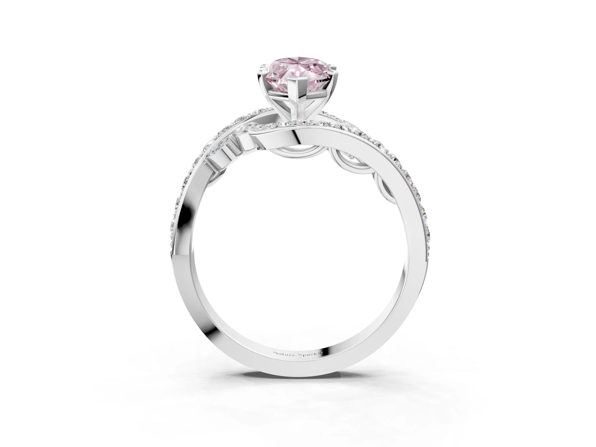 Fancy Pink Marquise Cut Diamond Solitaire Ring in Platinum with Pavé Twist Band and Prong Setting_15