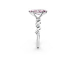 Fancy Pink Marquise Cut Diamond Solitaire Ring in Platinum with Twisted Ribbon Band and Round Accents_2