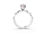 Fancy Pink Marquise Cut Diamond Solitaire Ring in Platinum with Twisted Ribbon Band and Round Accents_3