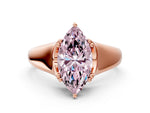 Fancy Pink Marquise Cut Diamond Solitaire Ring in Rose gold with Smooth Wide Band and Prong Setting
