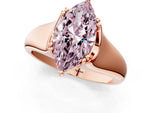 Fancy Pink Marquise Cut Diamond Solitaire Ring in Rose gold with Smooth Wide Band and Prong Setting_1