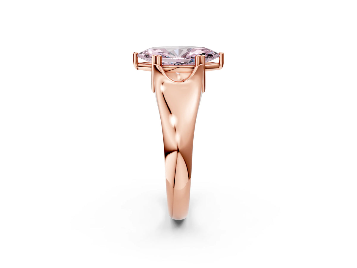 Fancy Pink Marquise Cut Diamond Solitaire Ring in Rose gold with Smooth Wide Band and Prong Setting_2