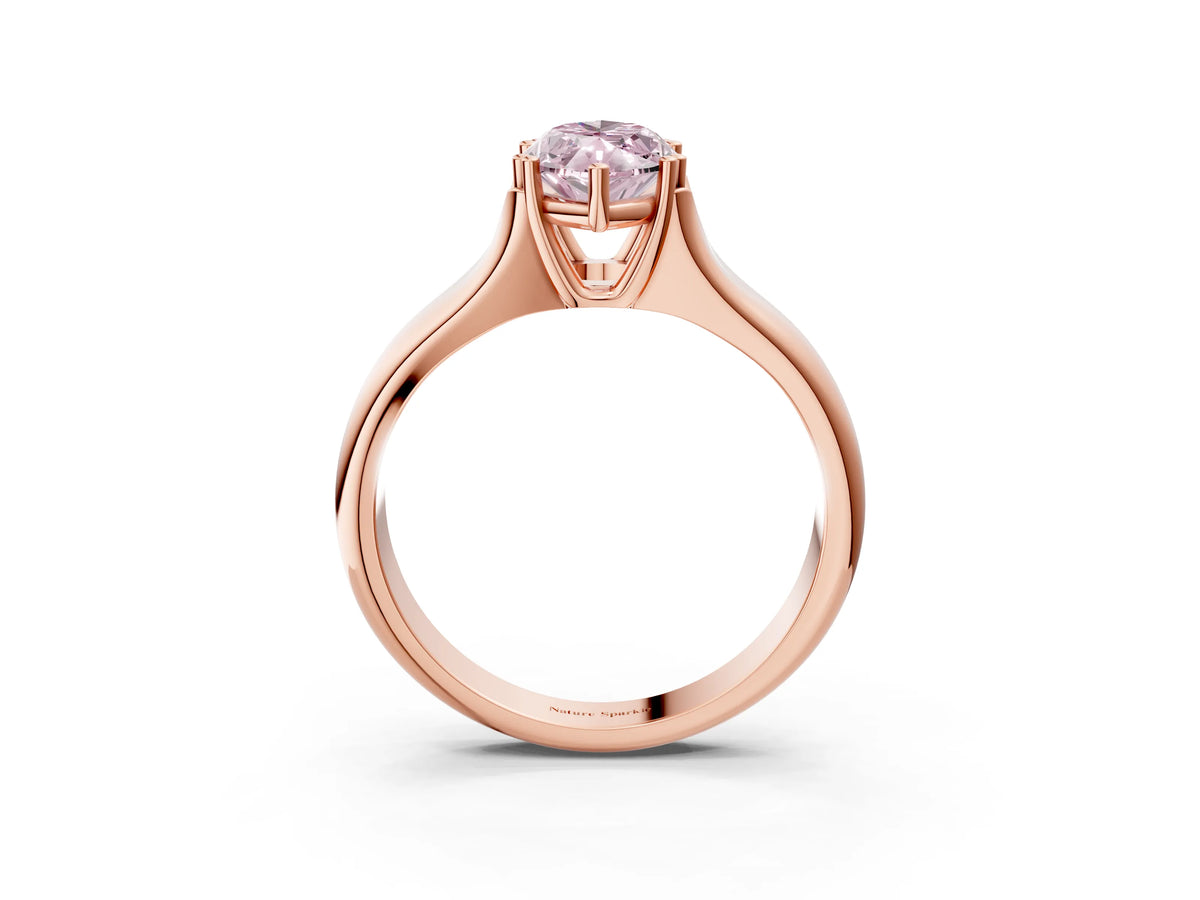 Fancy Pink Marquise Cut Diamond Solitaire Ring in Rose gold with Smooth Wide Band and Prong Setting_3