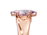 Fancy Pink Marquise Cut Diamond Solitaire Ring in Rose gold with Smooth Wide Band and Prong Setting_5