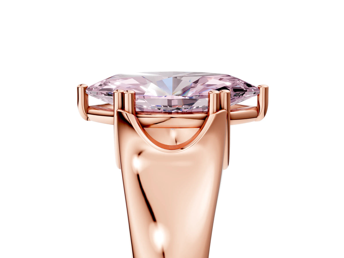 Fancy Pink Marquise Cut Diamond Solitaire Ring in Rose gold with Smooth Wide Band and Prong Setting_5