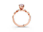 Fancy Pink Marquise Cut Diamond Solitaire Ring in Rose gold with Twisted Ribbon Band and Round Accents_3