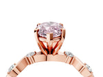 Fancy Pink Marquise Cut Diamond Solitaire Ring in Rose gold with Twisted Ribbon Band and Round Accents_4