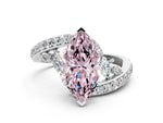 Fancy Pink Marquise Cut Diamond Solitaire Ring in Silver with Pavé Twist Band and Prong Setting_12